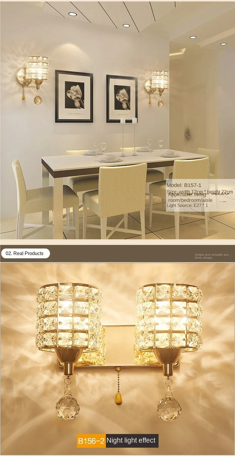 Applique murale en cristal étincelant – Créez une ambiance luxueuse et apaisante dans votre chambre ou salon