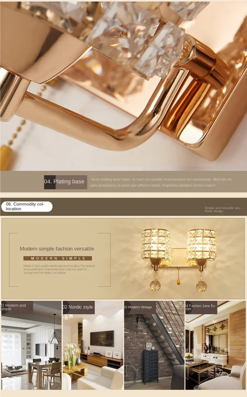 Applique murale en cristal étincelant – Créez une ambiance luxueuse et apaisante dans votre chambre ou salon