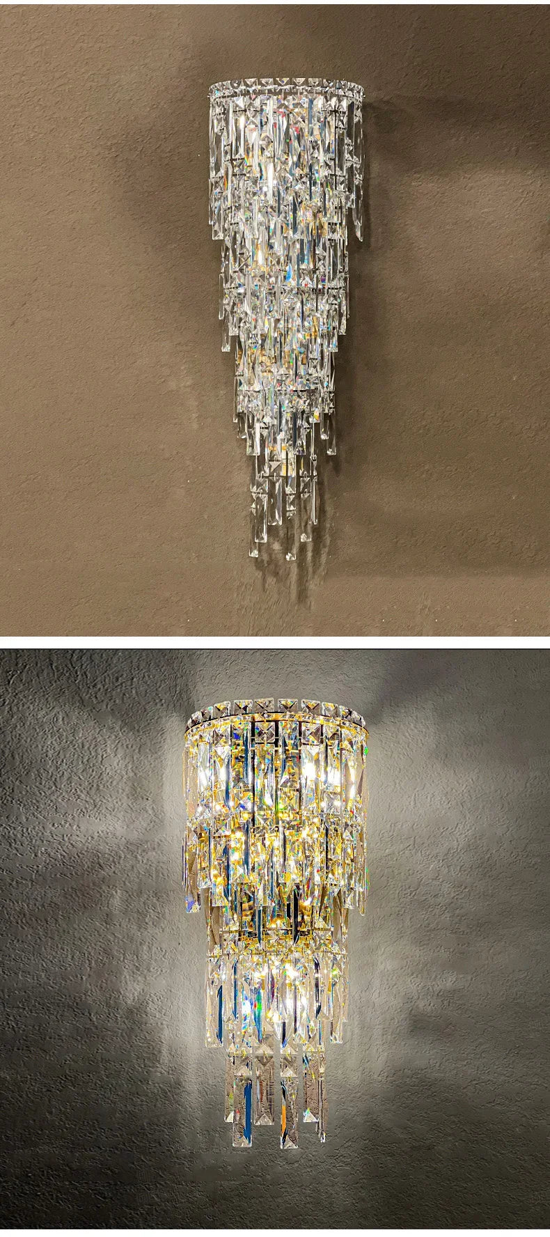 💎 Applique Murale en Cristal – Élégance et Lumière de Prestige

Apportez une touche de luxe à votre intérieur avec cette applique murale en cristal moderne, parfaite pour les hôtels, villas, duplex, couloirs ou sal