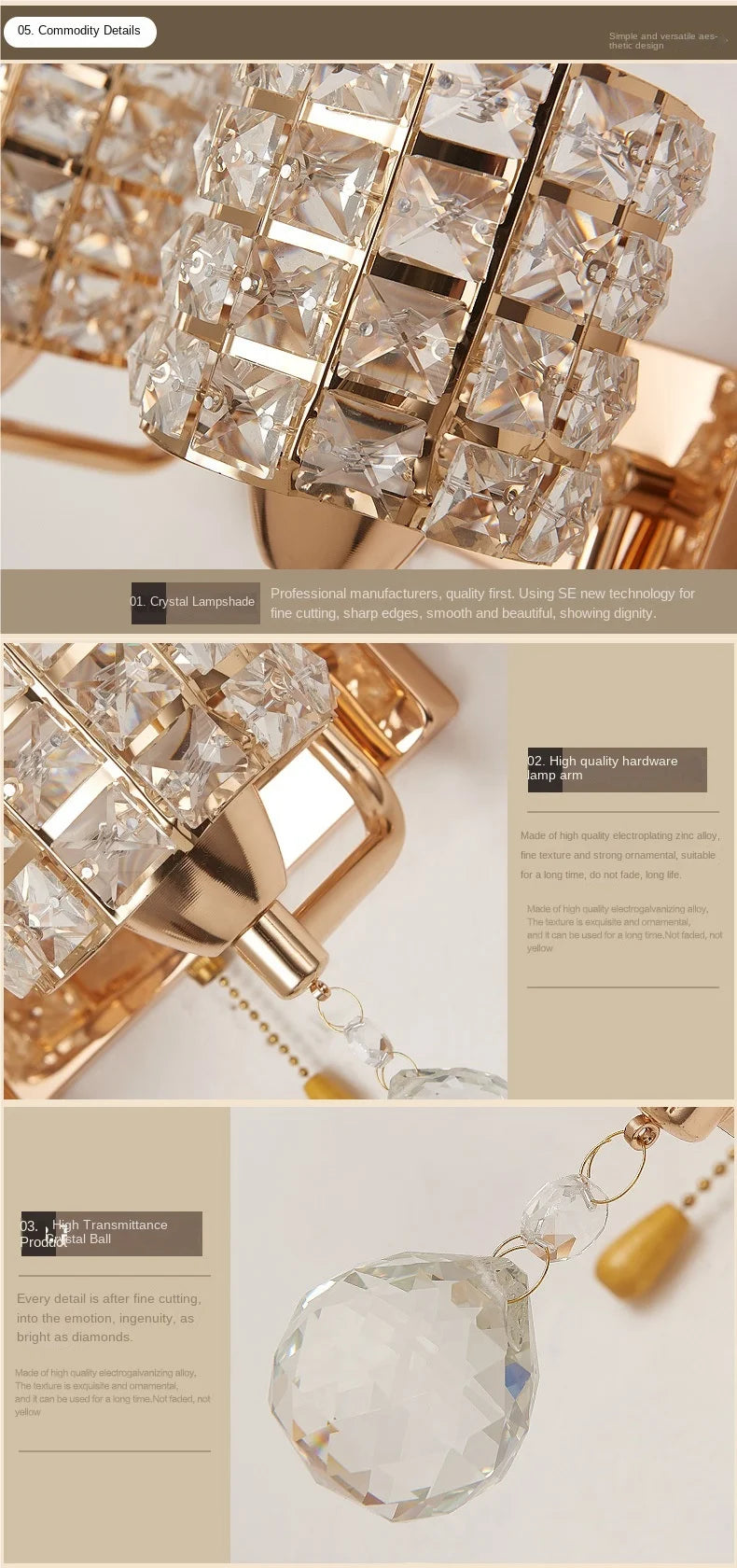 Applique murale en cristal étincelant – Créez une ambiance luxueuse et apaisante dans votre chambre ou salon